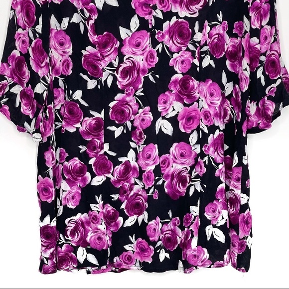 Torrid Top Womens 1X Floral Print V Neck Feminine Romantic Girly Valentines Day - Picture 4 of 11